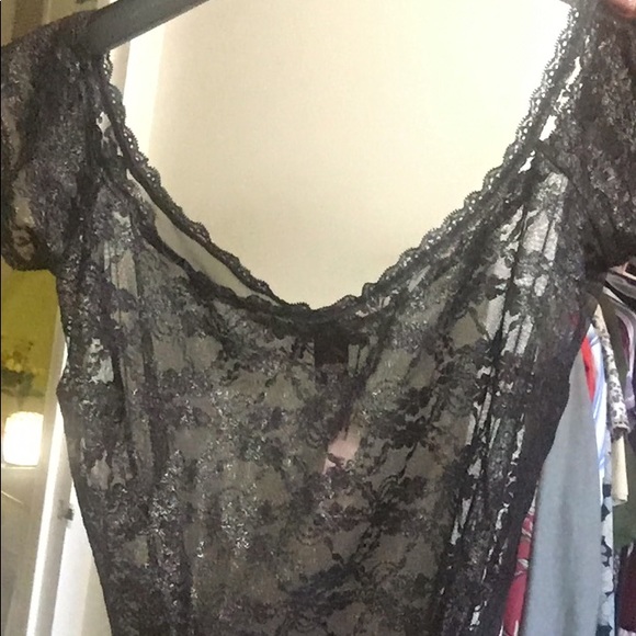 Victoria Secret Lace Body Blouse with Shiny Silver & Mesh Back. Size Large - Picture 6 of 6